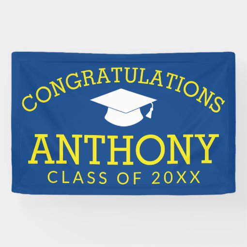 Congratulations Graduate Graduation - blue yellow Banner | Zazzle