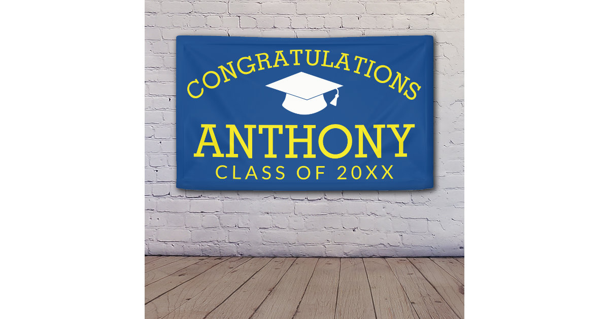 Congratulations Graduate Graduation - blue yellow Banner | Zazzle