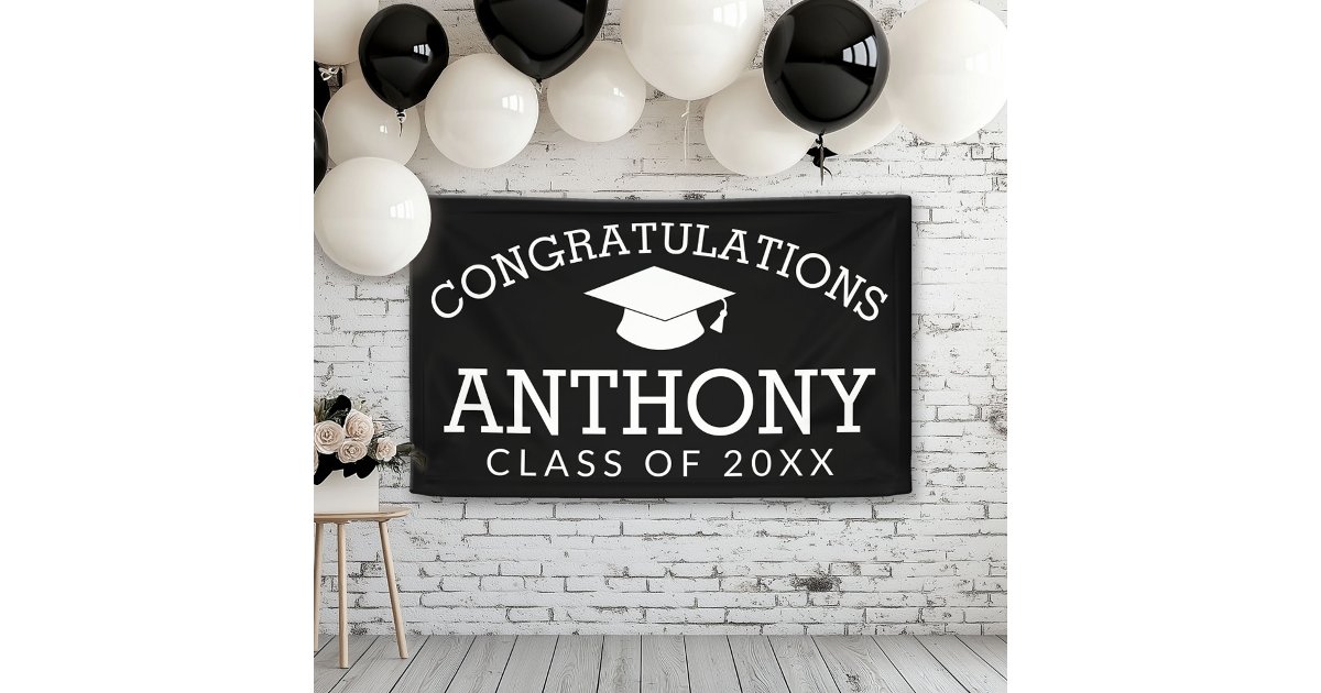 Congratulations Graduate Graduation CAN EDIT black Banner | Zazzle