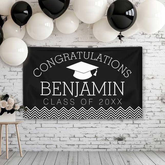 Congratulations Graduate Graduation CAN EDIT COLOR Banner (Custom Graduation Banner for a Grad Party or Open House)