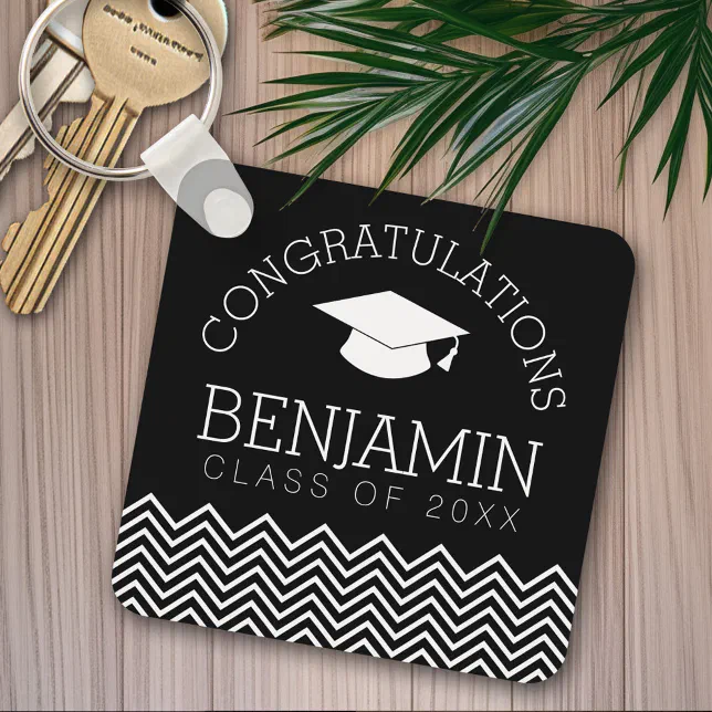 Congratulations Graduate Graduation CAN EDIT COLOR Keychain | Zazzle