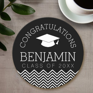 Congratulations Graduate Graduation CAN EDIT COLOR Round Paper Coaster