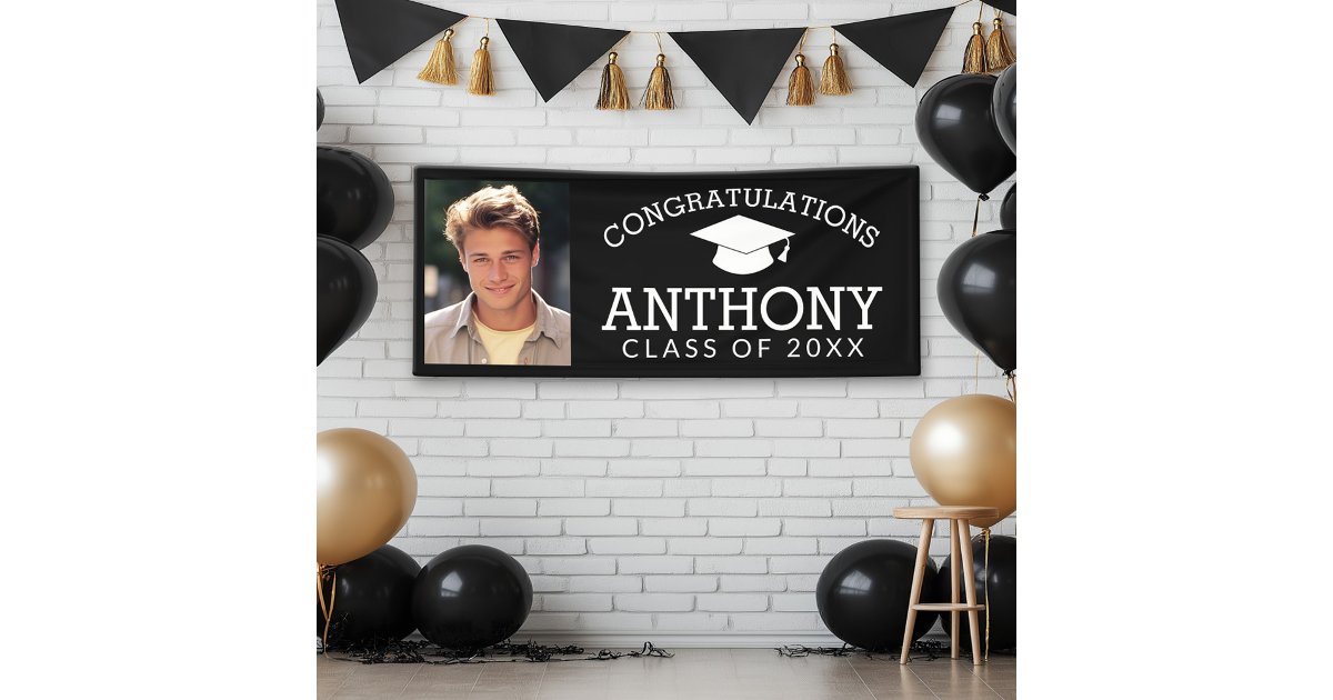 Congratulations Graduate Graduation Cap and photo Banner | Zazzle