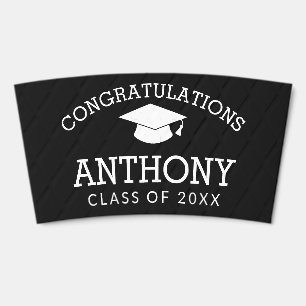 Congratulations Graduate - Graduation Cap Black Coffee Cup Sleeve