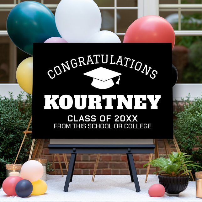 Congratulations Graduate Graduation Cap black Foam Board (Custom Graduation Sign)