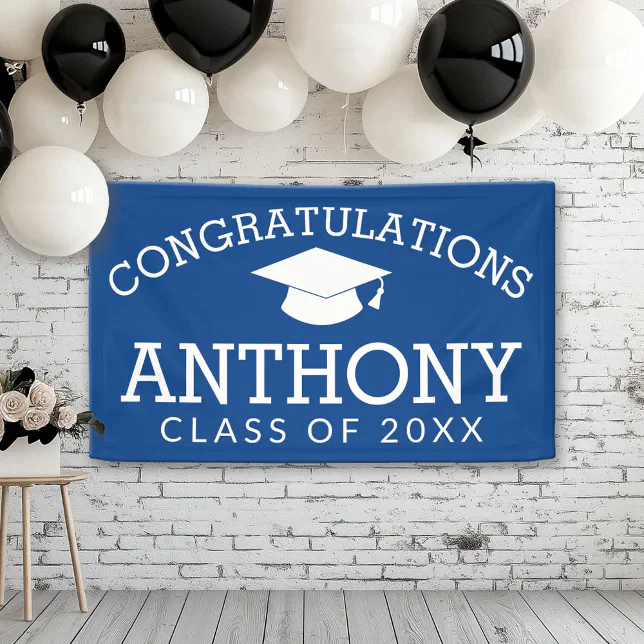 Congratulations Graduate Graduation Cap - blue Banner | Zazzle