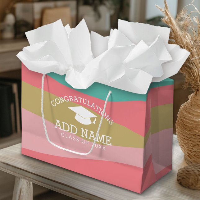 Congratulations Graduate Graduation Cap Modern Large Gift Bag (Custom Gift Bag)