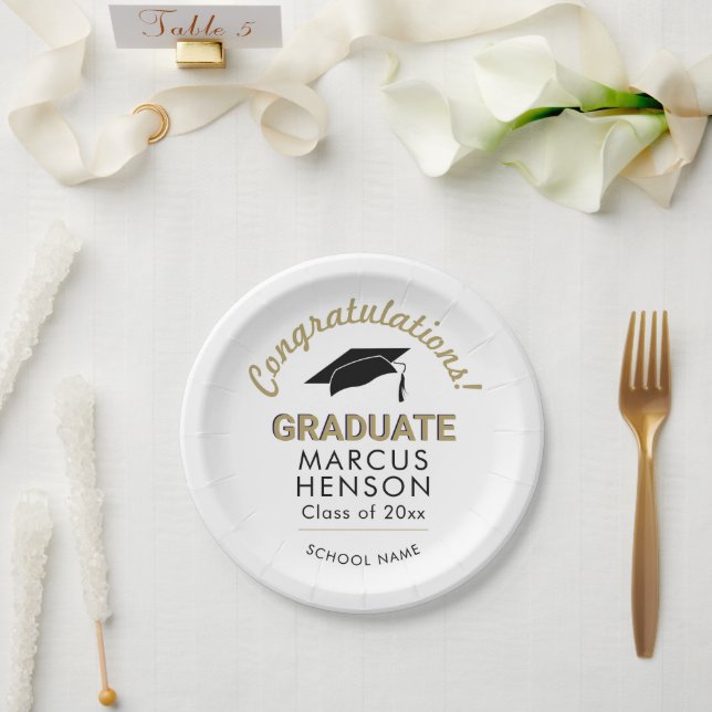 Congratulations Graduate Graduation Cap Paper Plates (Wedding)