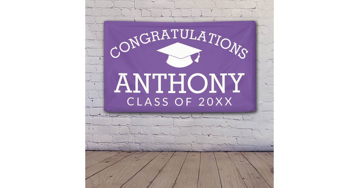 Congratulations Graduate Graduation Cap Purple Banner | Zazzle