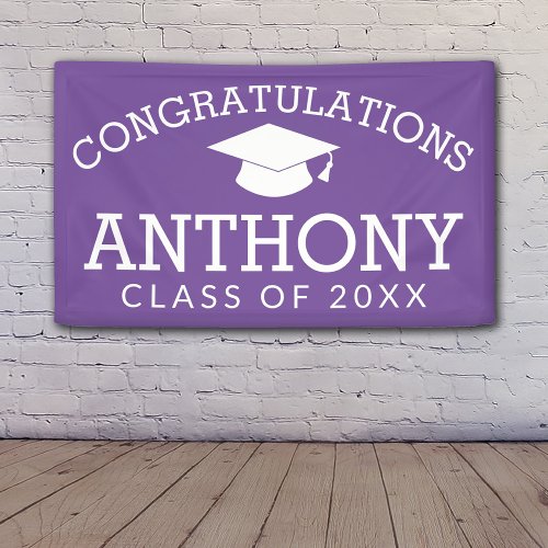 Congratulations Graduate Graduation Cap Purple Banner