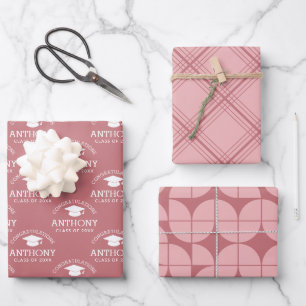 Congratulations Graduate Graduation Cap rose pink Wrapping Paper Sheets