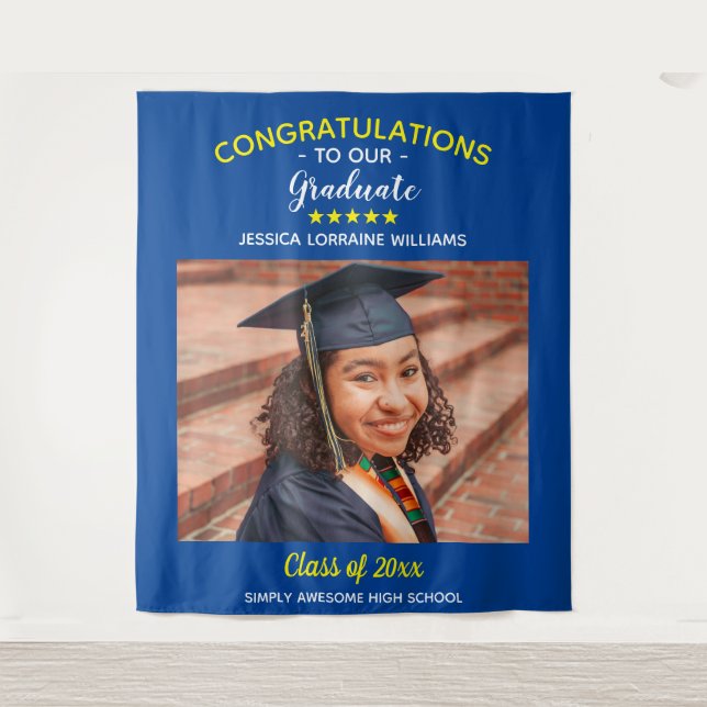 Congratulations Graduate Graduation Custom Photo Tapestry (Front)