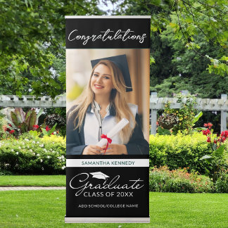 Congratulations Graduate Graduation Photo Black Retractable Banner