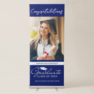 Congratulations Graduate Graduation Photo Blue Retractable Banner