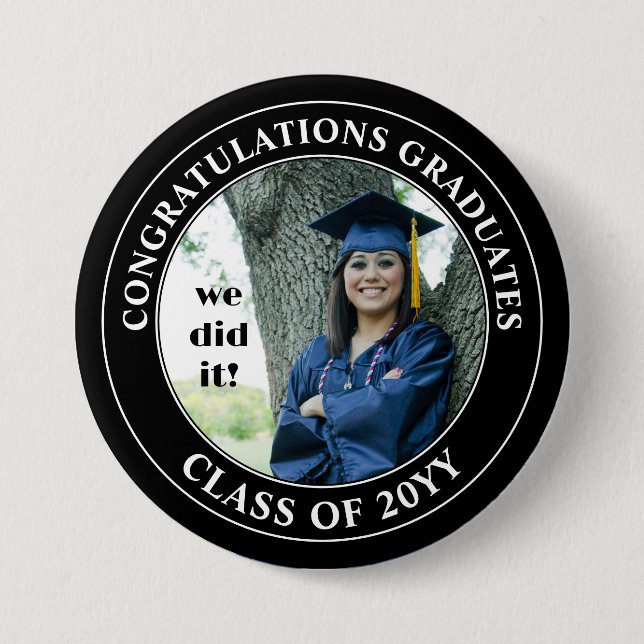 Congratulations Graduate Graduation Photo Button (Front)