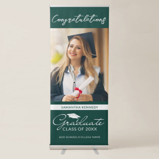 Congratulations Graduate Graduation Photo Green Retractable Banner