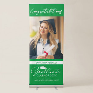 Congratulations Graduate Graduation Photo Green Retractable Banner