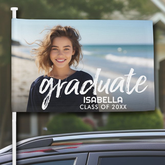 Congratulations Graduate - Graduation Photo Modern Car Flag (Personalized Graduation Car Flag)