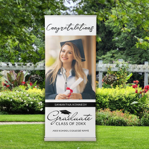 Congratulations Graduate Graduation Photo White Retractable Banner