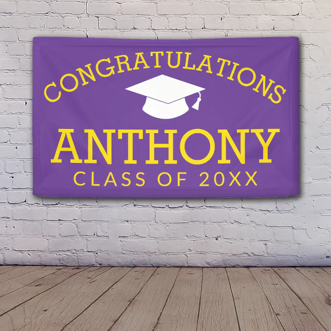 Congratulations Graduate Graduation - purple gold Banner | Zazzle