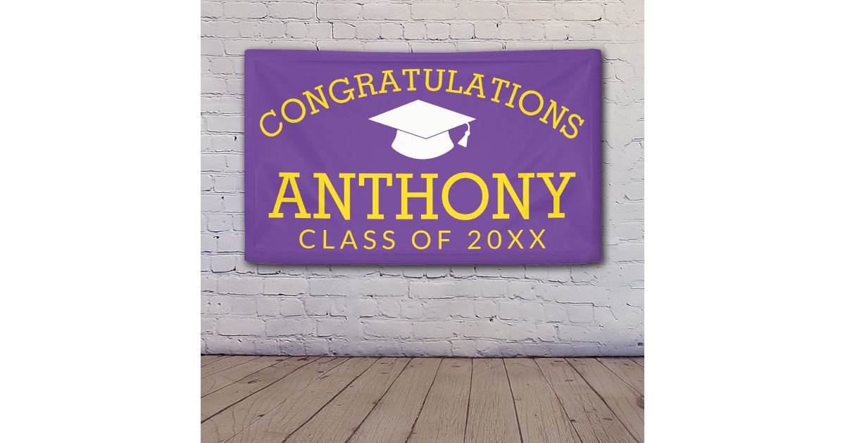 Congratulations Graduate Graduation - purple gold Banner | Zazzle