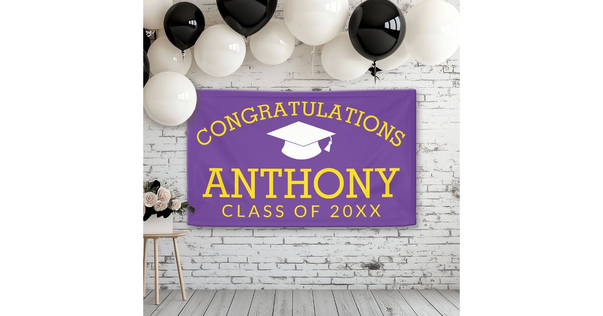 Congratulations Graduate Graduation - purple gold Banner | Zazzle