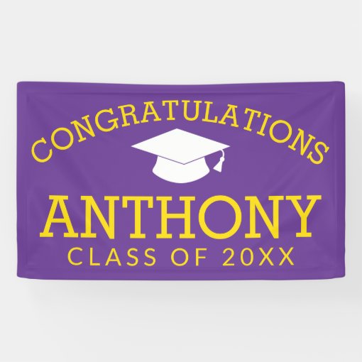 Congratulations Graduate Graduation - purple gold Banner | Zazzle