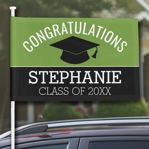 Congratulations Graduate Green Drive By Graduation Car Flag