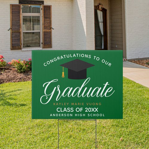 Congratulations Graduate Green Gold 2024 Yard Sign