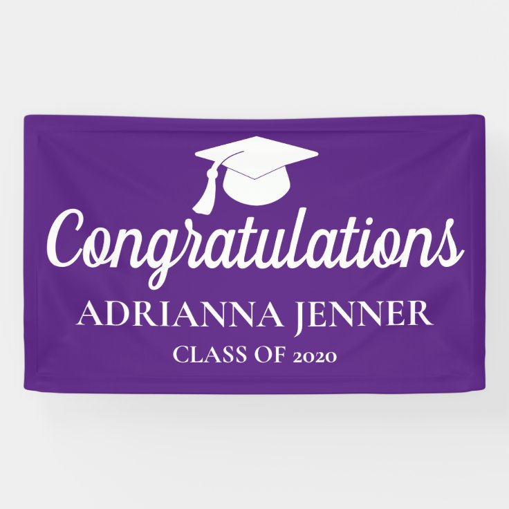 Congratulations Graduate Hat | Script | Purple Banner | Zazzle