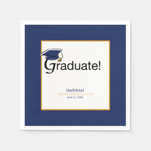Congratulations Graduate, Hat, Tassel, Blue, Gold Napkins