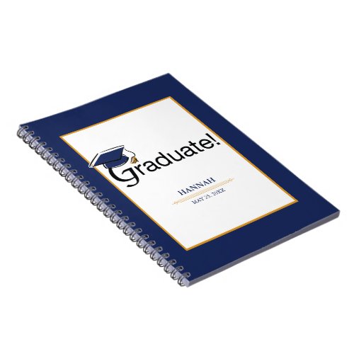 Congratulations Graduate Hat Tassel Blue Gold Notebook