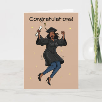Congratulations Graduate Jumping African Woman Holiday Card