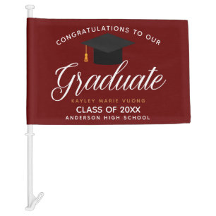 Congratulations Graduate Maroon Gold Graduation Car Flag