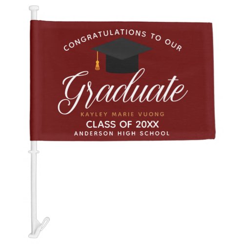 Congratulations Graduate Maroon Gold Graduation Car Flag