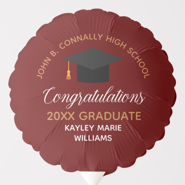 Congratulations Graduate Maroon Graduation Party Balloon (Front)