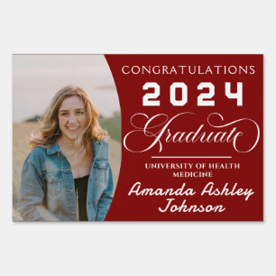 Congratulations Graduate Maroon Photo Graduation  Sign