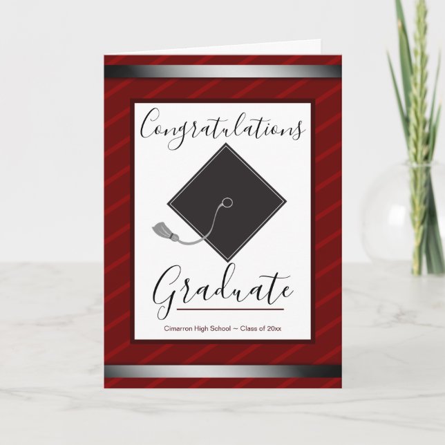 Congratulations Graduate Mortarboard and Script Card (Front)