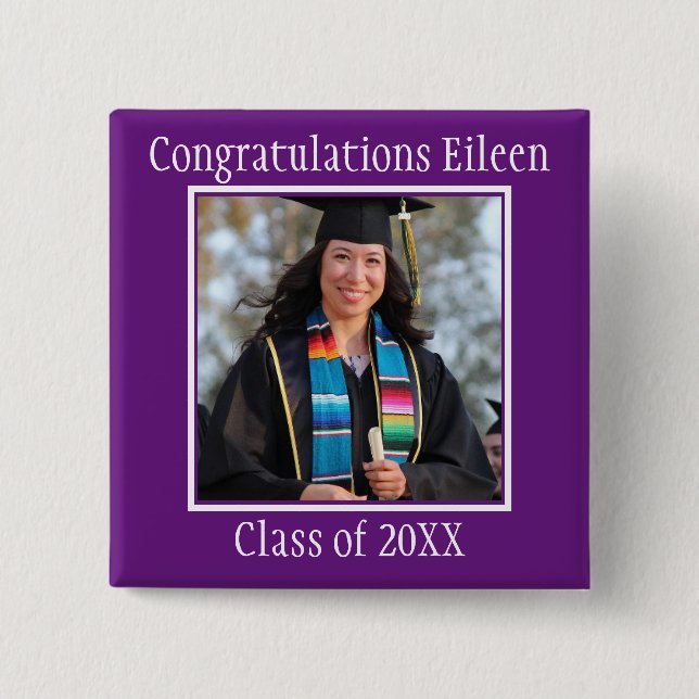 Congratulations Graduate name and photo    Button (Front)