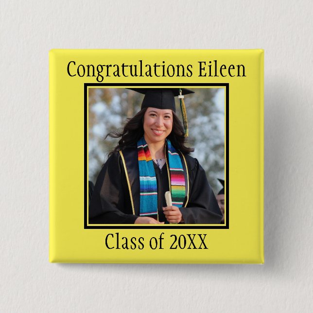 Congratulations Graduate name and photo    Button (Front)