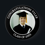 Congratulations Graduate name and photo Button<br><div class="desc">graduate by wearing this congratulations button at the ceremony or after party! Just add picture and name in the personalize area. You can change the text color and frame color to whatever you like.</div>