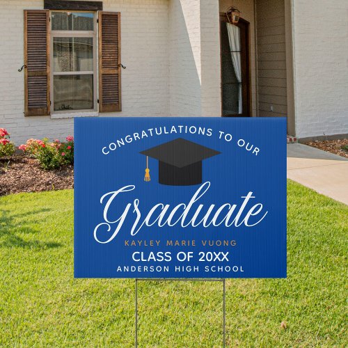 Congratulations Graduate Name Blue 2024 Graduation Sign