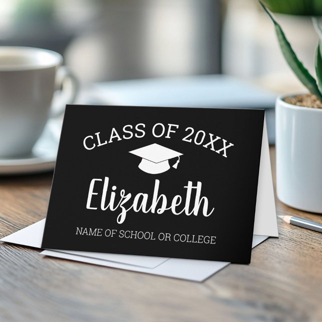 Congratulations Graduate Name Script Graduation Card (Custom, Personalized Graduation Congratulations - Folded Greeting Card)