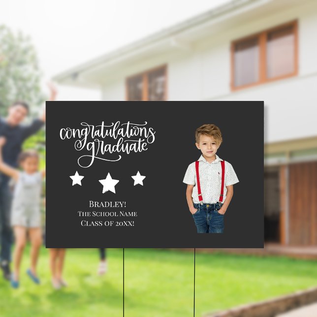 Congratulations Graduate Photo | Black Custom Sign (Creator Uploaded)