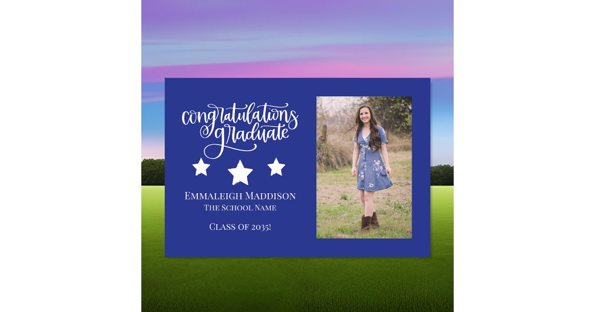 Congratulations Graduate Photo | Blue Custom Sign | Zazzle