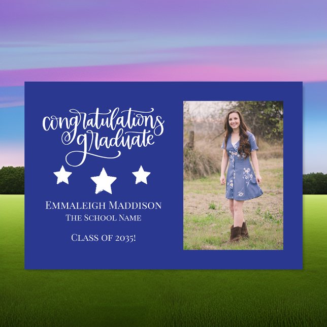Congratulations Graduate Photo | Blue Custom Sign (Creator Uploaded)