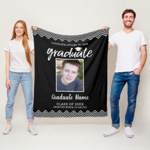Congratulations Graduate Photo Class of 2020 Black Fleece Blanket
