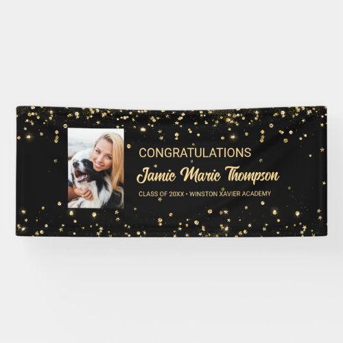 Congratulations graduate Photo gold confetti  Banner