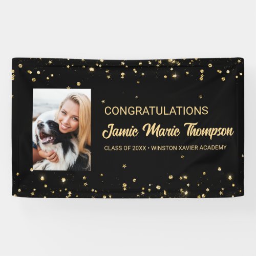 Congratulations graduate Photo gold confetti  Banner