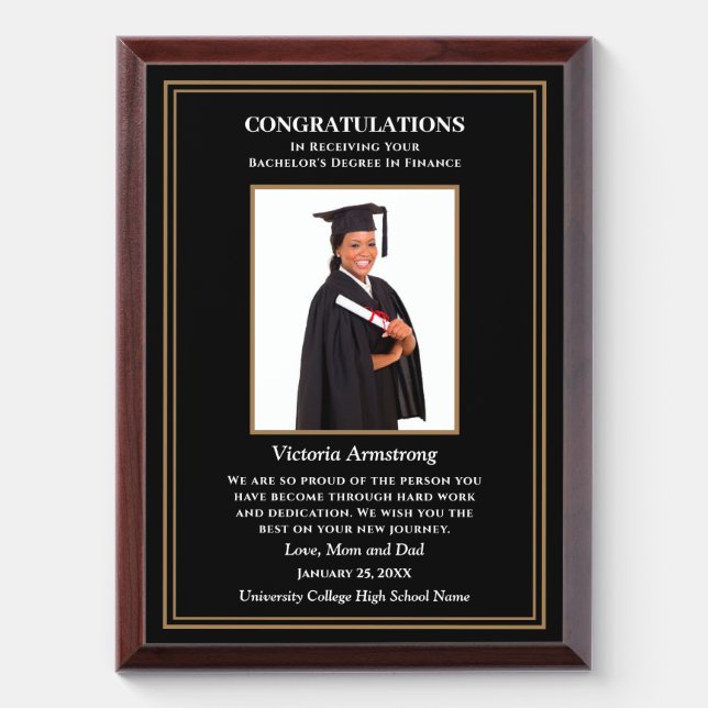 Congratulations Graduate Photo Graduation Custom Award Plaque (Vertical)